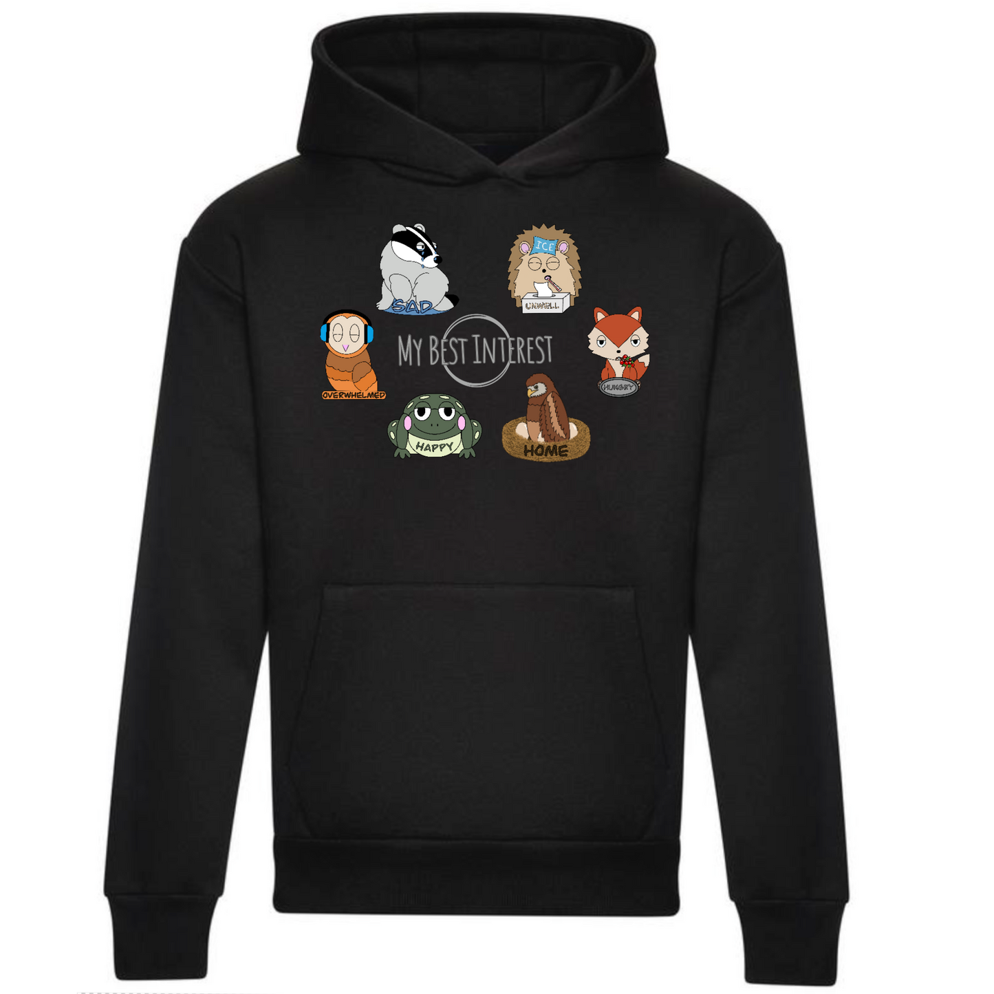 Adults Heavy Weight Woodland Animals Communication Hoodie (Chest Print)
