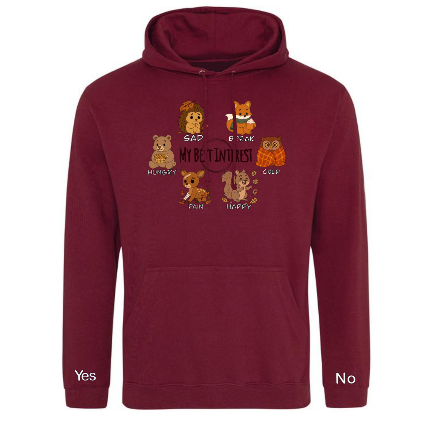 Adults Autumn Animals Communication Hoodie (Chest Print)