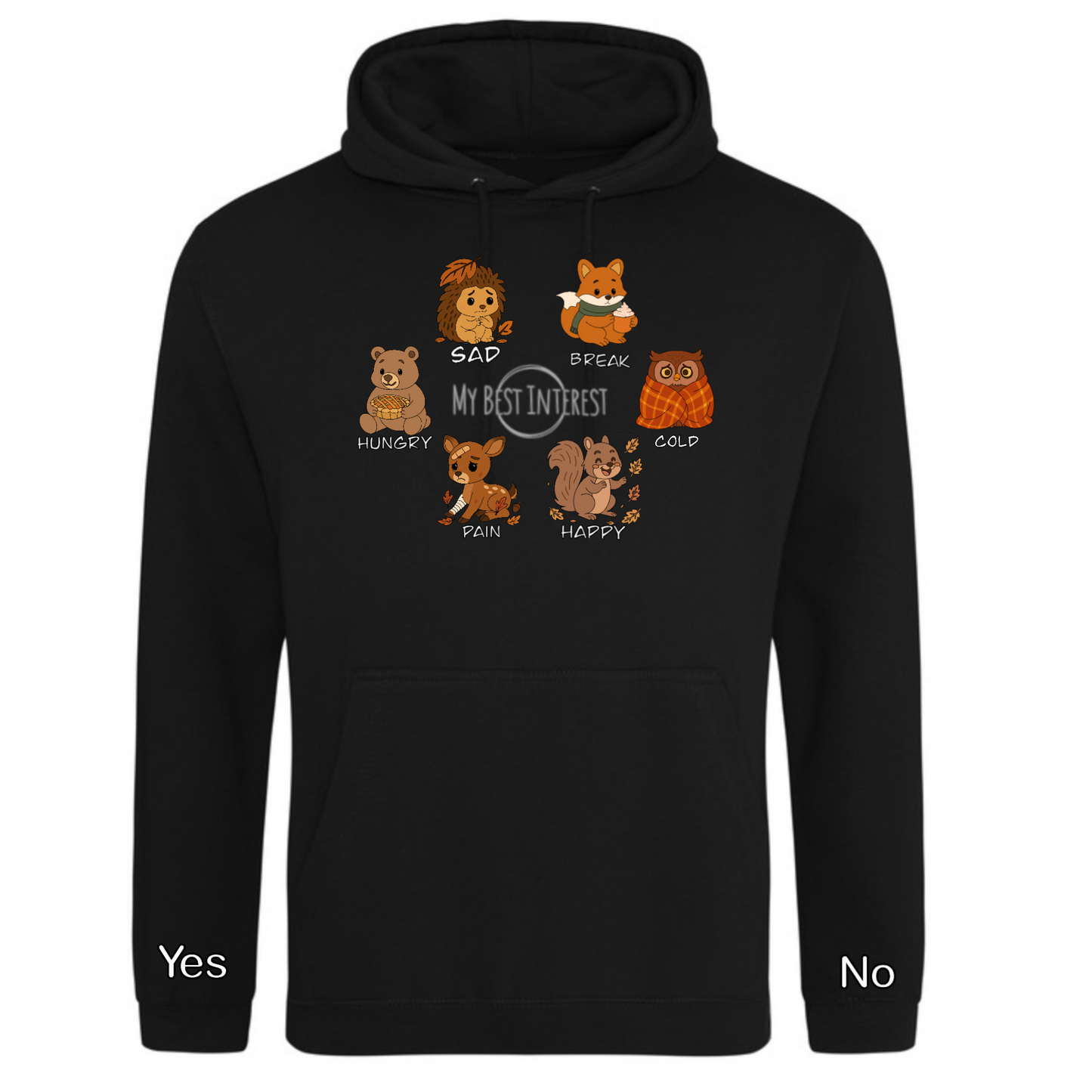 Adults Autumn Animals Communication Hoodie (Chest Print)