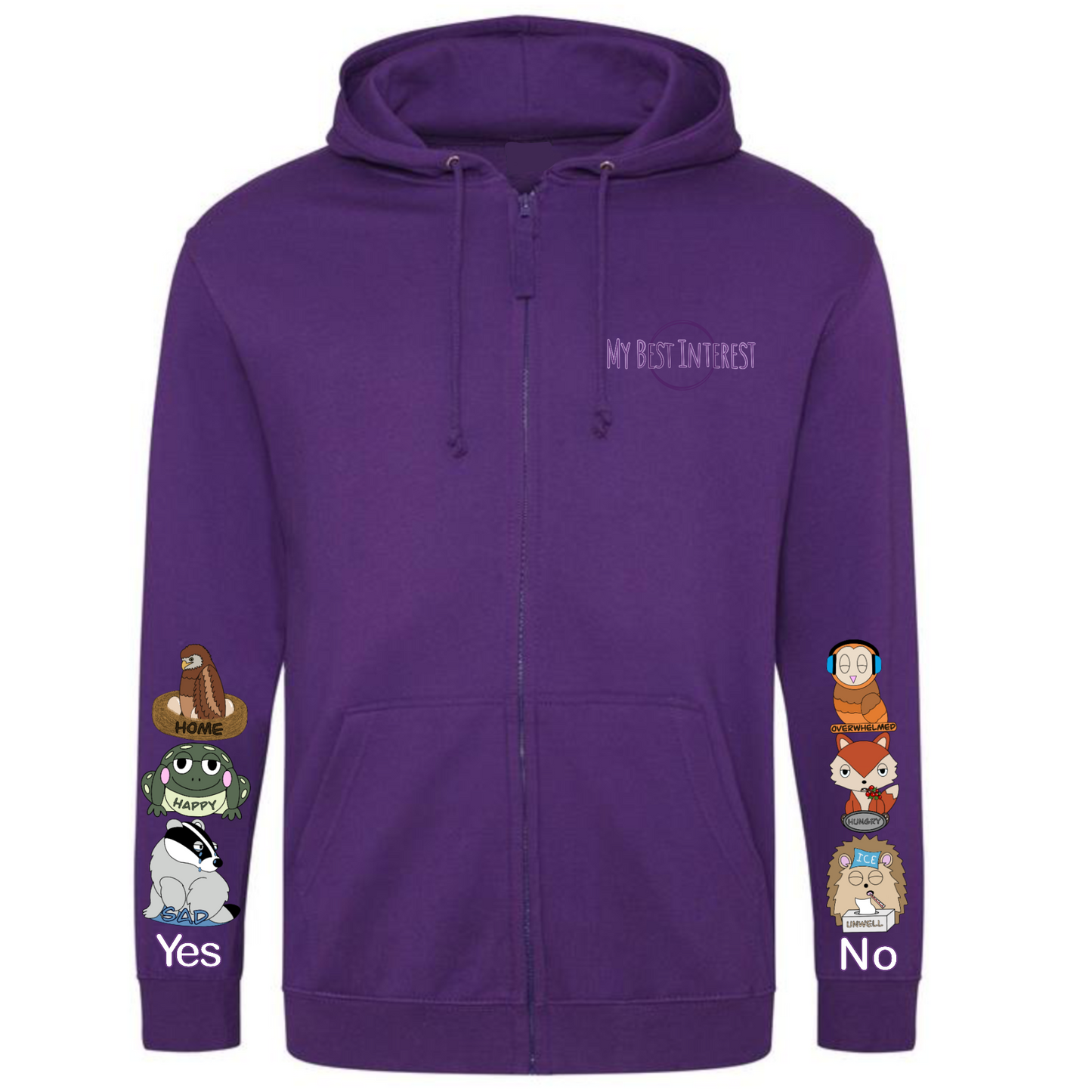 Adults Woodland Animals Communication Zip Hoodie