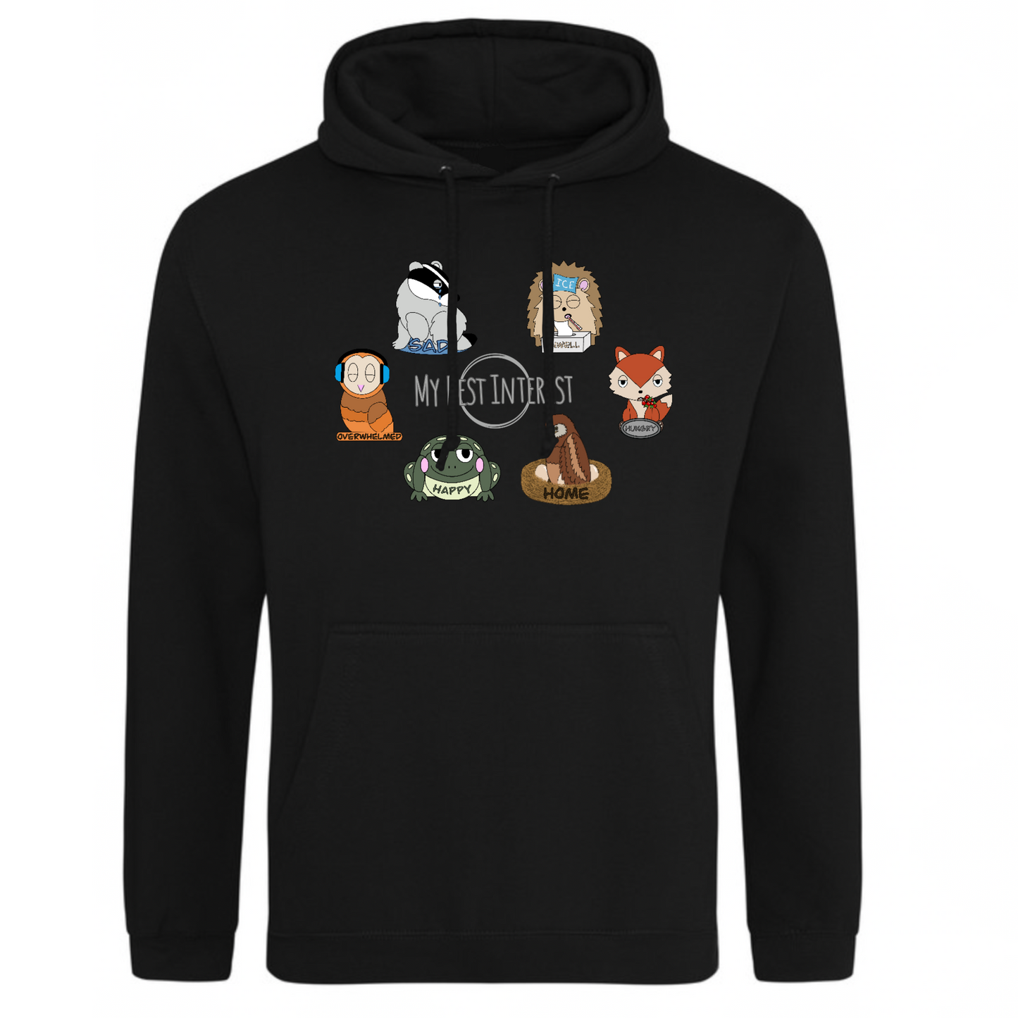Adults Woodland Animal Communication Hoodie (Chest Print)