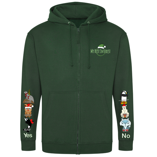 Adults Christmas Arctic Animals Communication Zip Hoodie