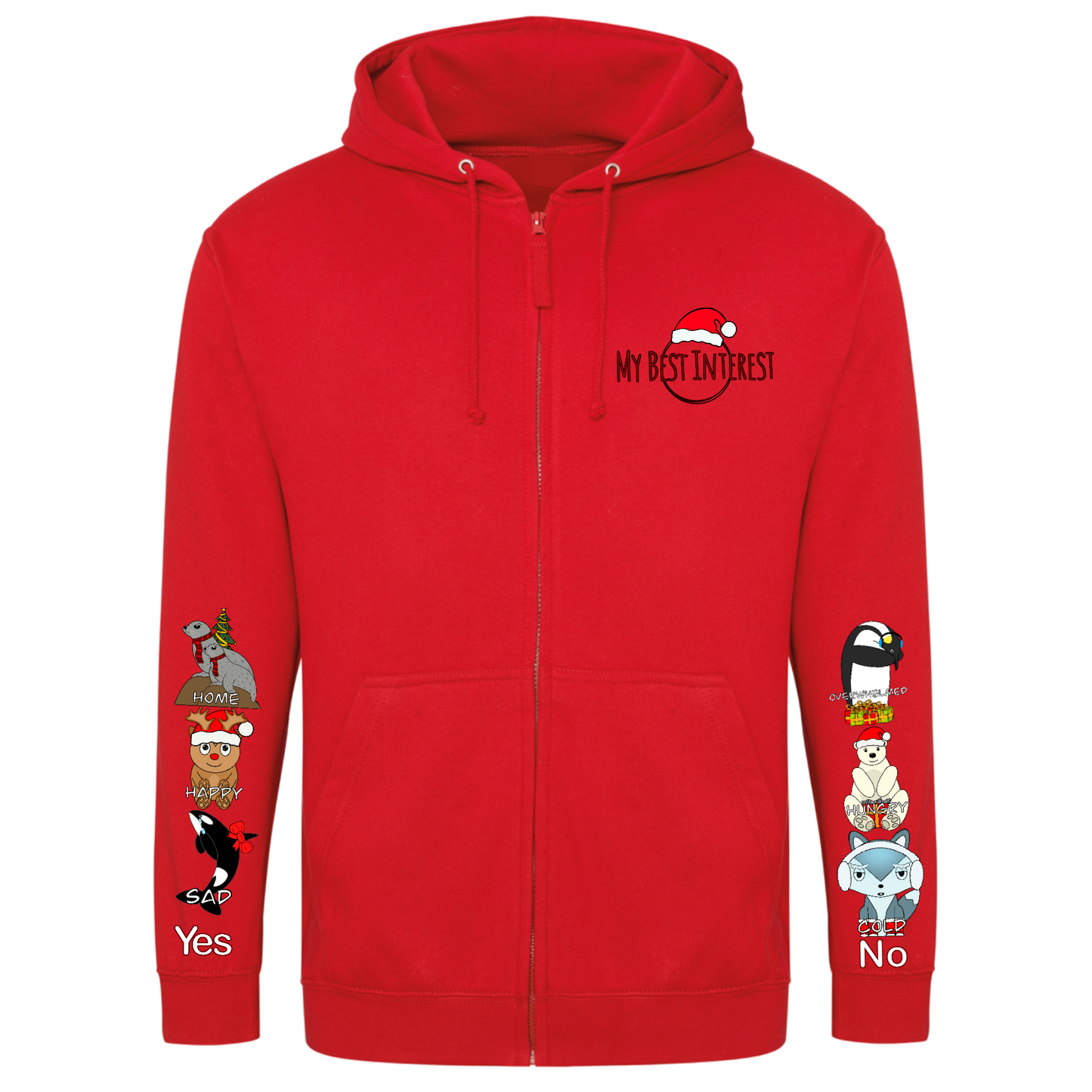 Adults Christmas Arctic Animals Communication Zip Hoodie