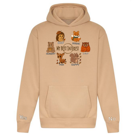 Kids Autumn Animals Communication Hoodie (Chest Print)