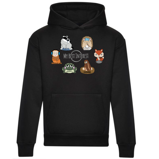 Adults Heavy Weight Woodland Animals Communication Hoodie (Chest Print)
