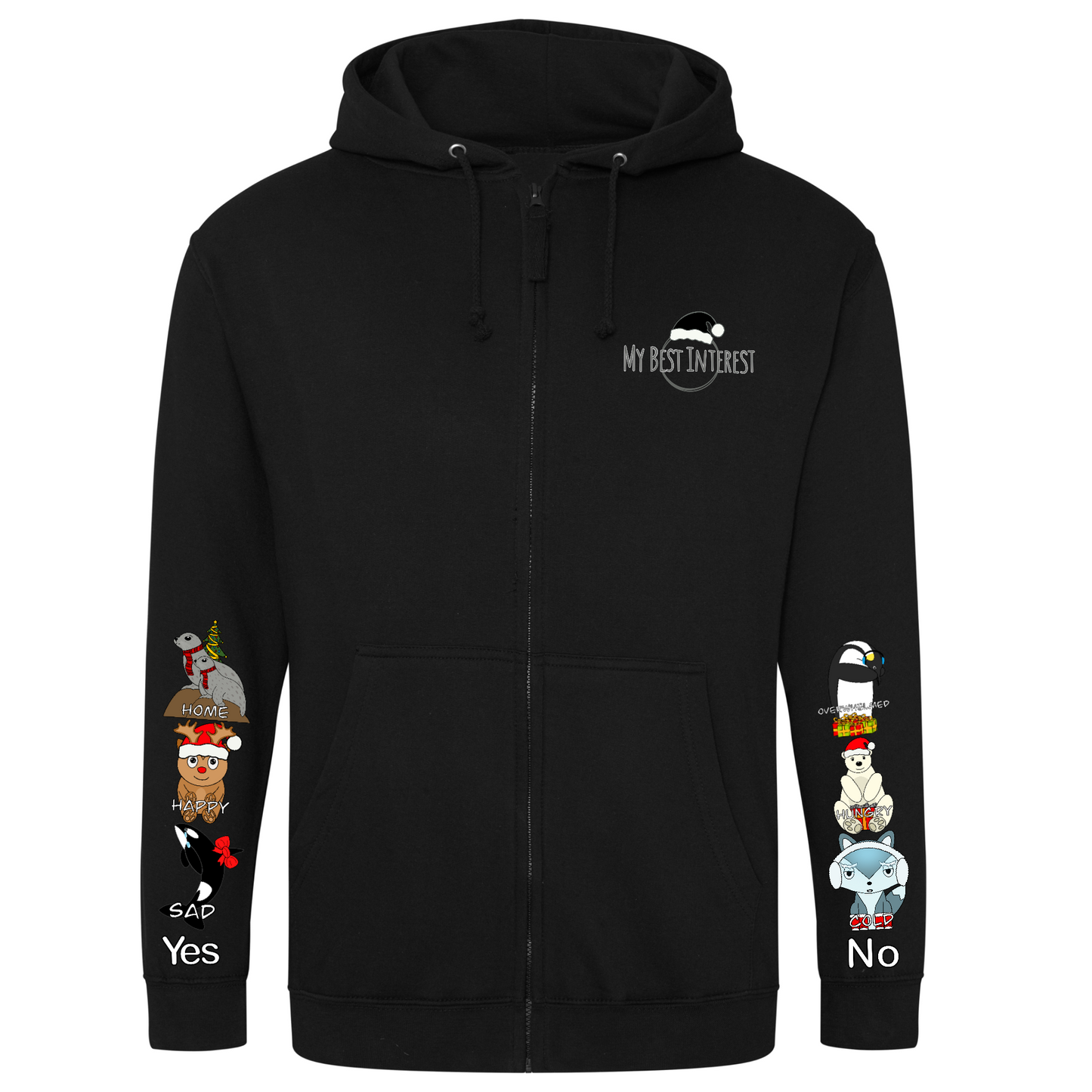 Adults Christmas Arctic Animals Communication Zip Hoodie