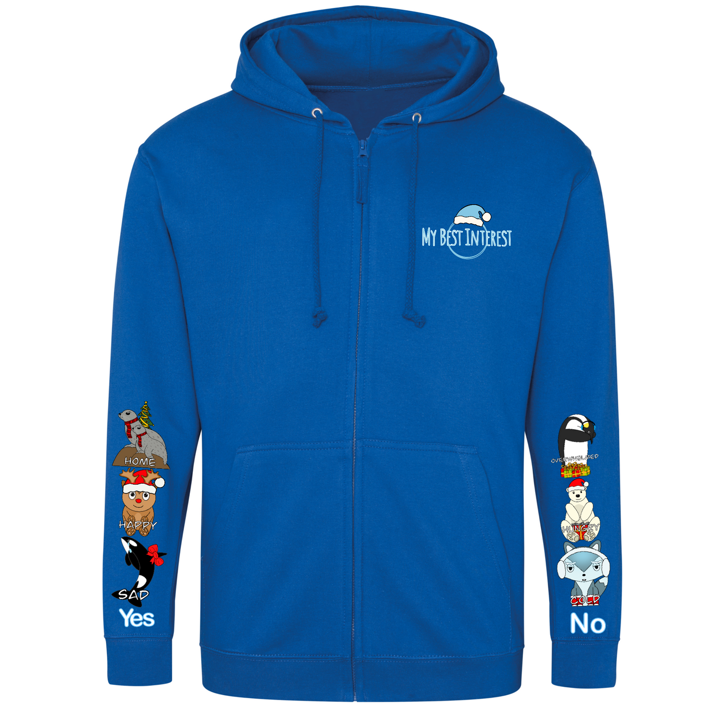 Adults Christmas Arctic Animals Communication Zip Hoodie