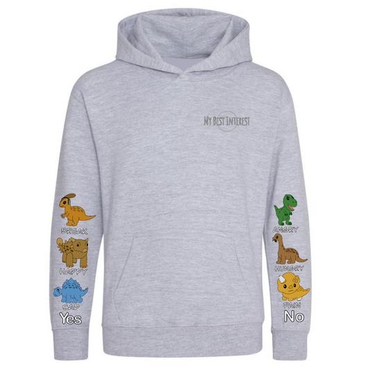 7 - 8 Years Heather Grey Dinosaurs Hoodie