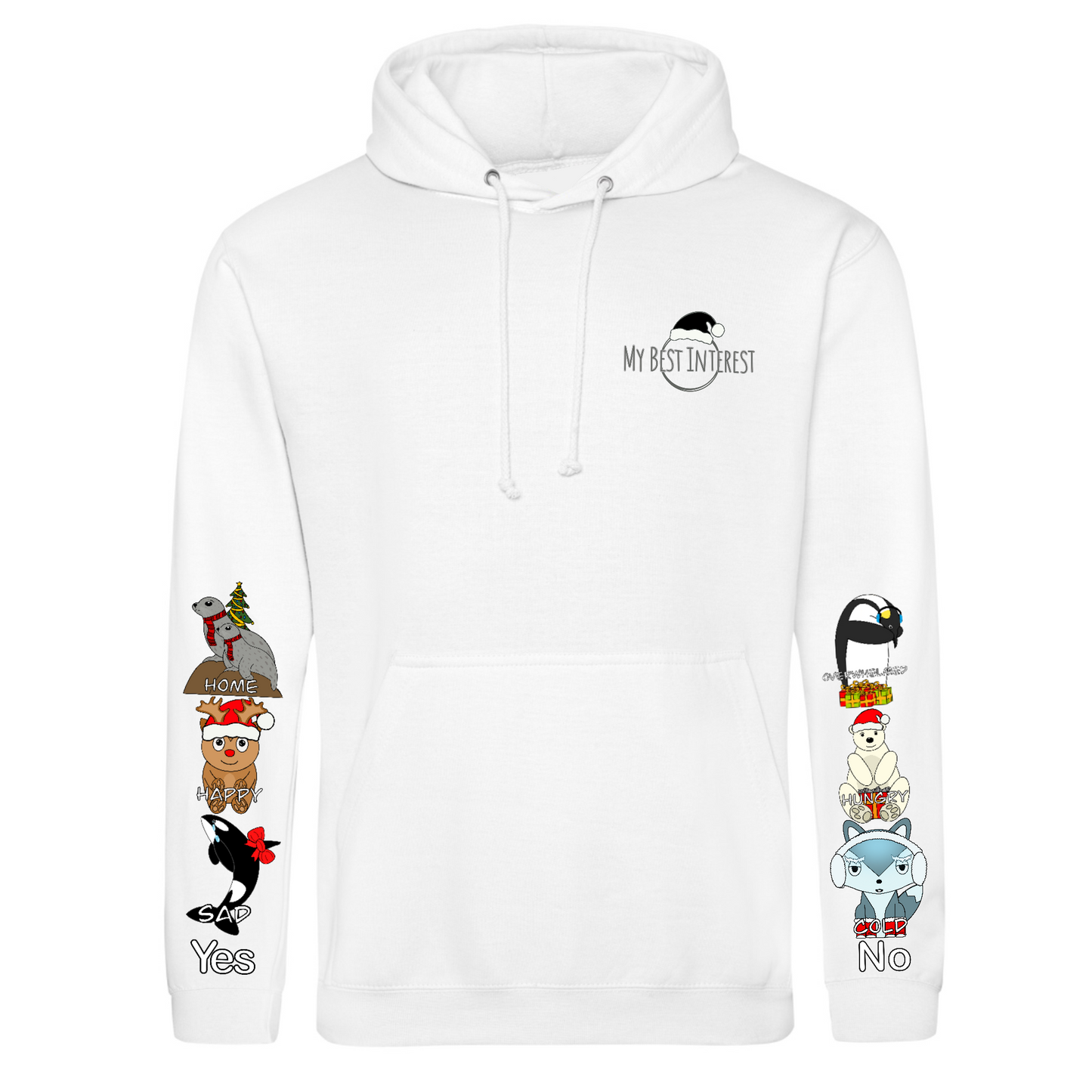 Adults Christmas Arctic Animals Communication Zip Hoodie