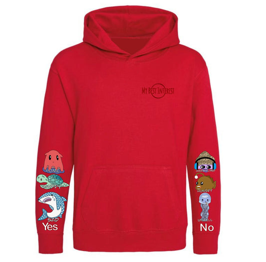 9-11 Years Red Sea Creature Hoodie