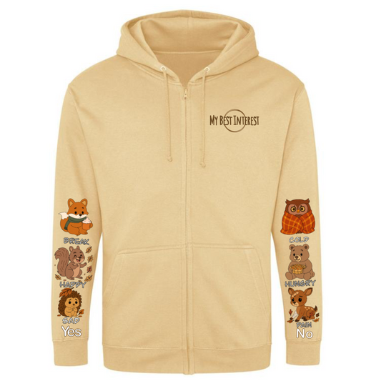 Kids Autumn Animal Communication Zip Hoodie