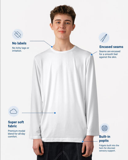 Adult Fidget-T Long-Sleeve-White