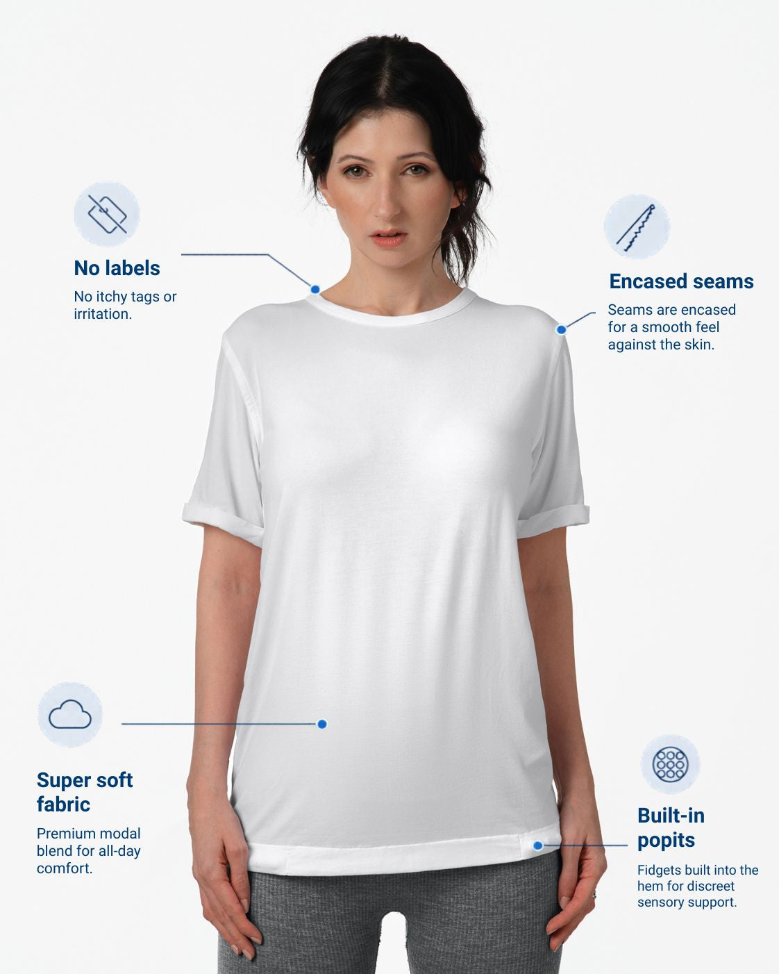 Adult Fidget-T Short Sleeve-White
